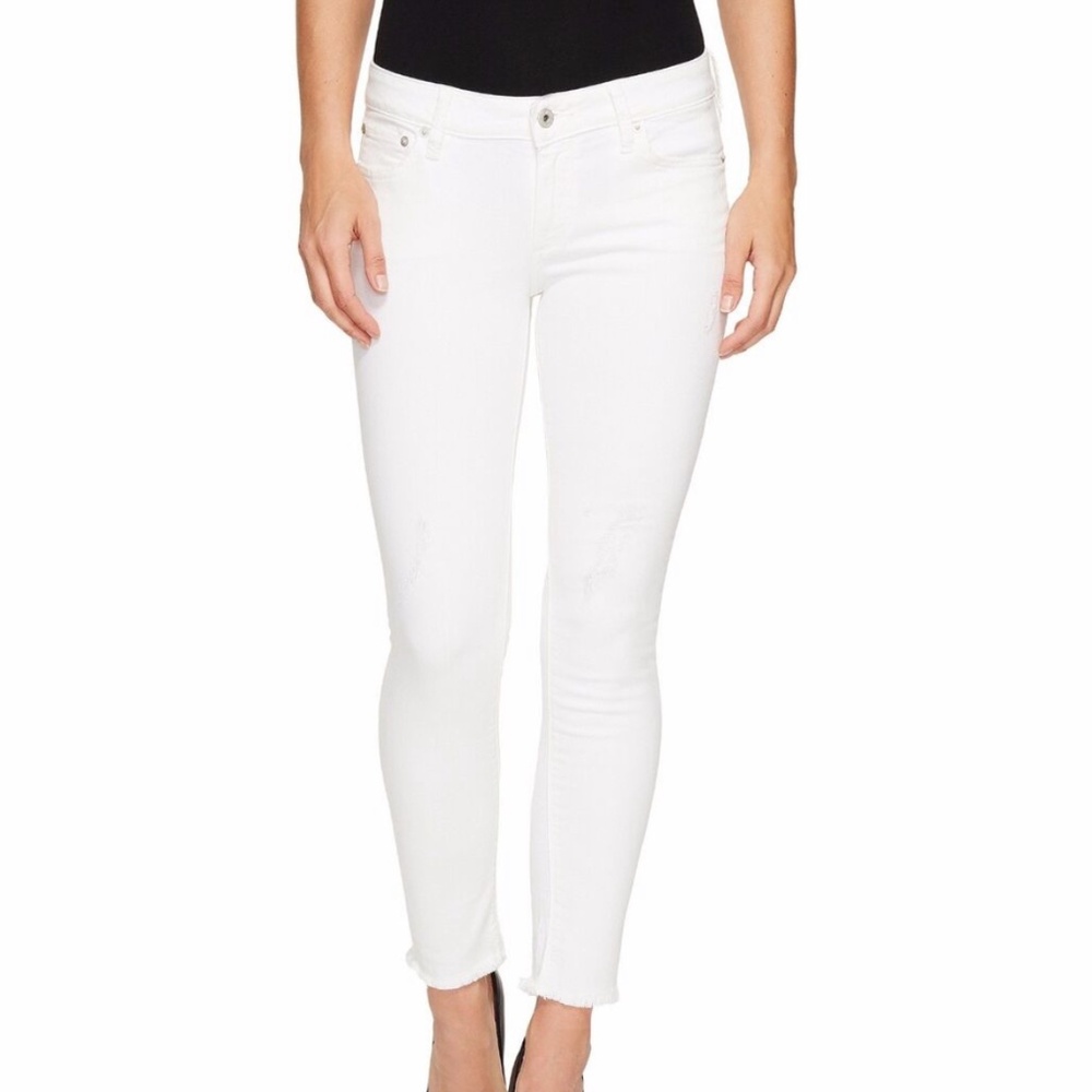 Lucky Brand Frayed Hem White Skinny Jean